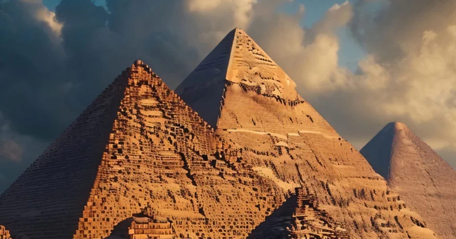 The pyramids at Giza in late afternoon light